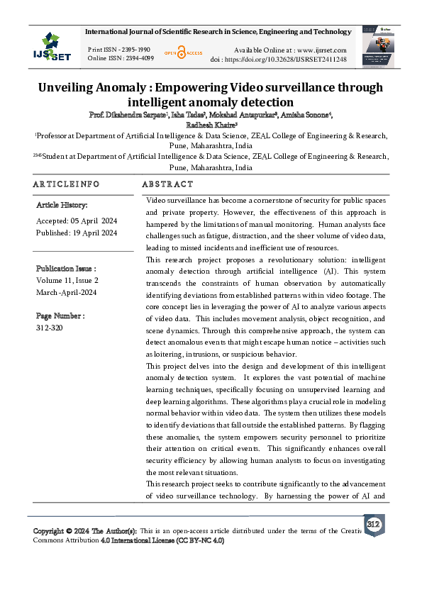 (PDF) Unveiling Anomaly : Empowering Video Surveillance through ...