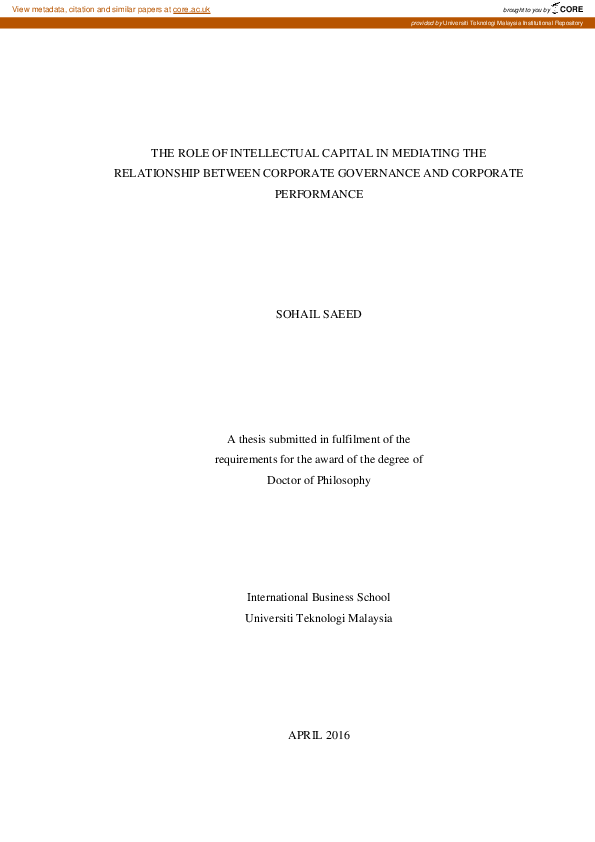 (PDF) The role of intellectual capital in mediating the relationship ...