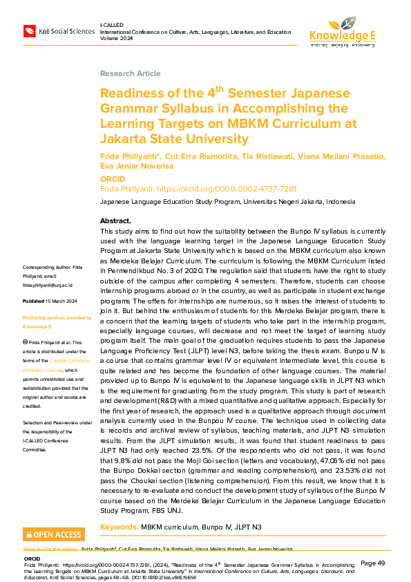 (PDF) Readiness of the 4th Semester Japanese Grammar Syllabus in ...