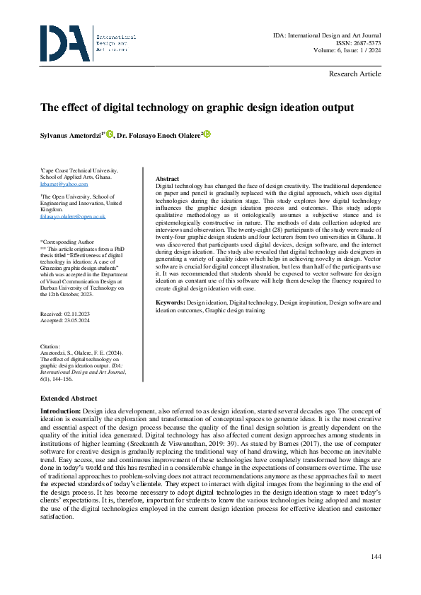 (PDF) The effect of digital technology on graphic design ideation output