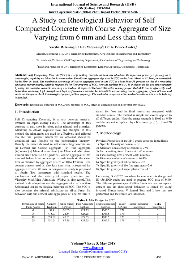 (PDF) A Study on Rheological Behavior of Self Compacted Concrete with ...