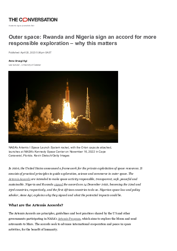 (PDF) Outer space Rwanda and Nigeria sign an accord for more ...