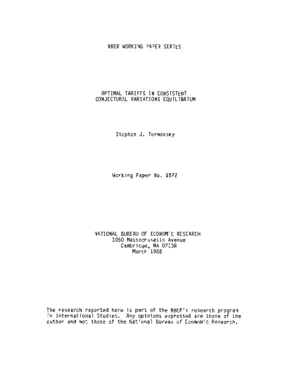 (PDF) Optimal tariffs in consistent conjectural variations equilibrium