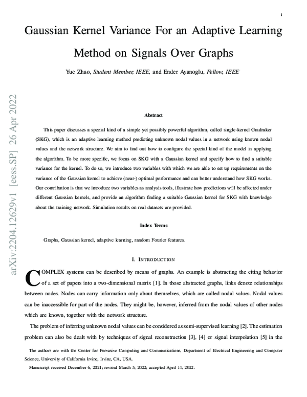 (PDF) Gaussian Kernel Variance For an Adaptive Learning Method on ...