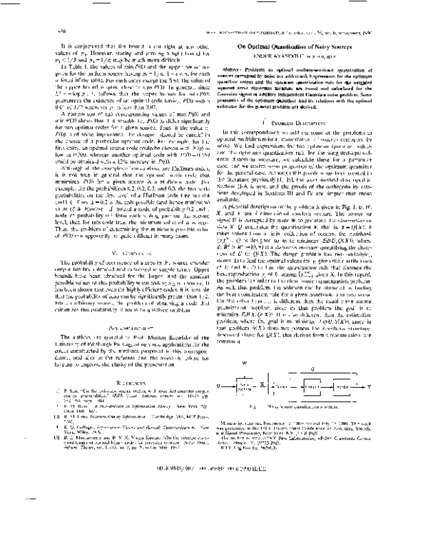 (PDF) On optimal quantization of noisy sources