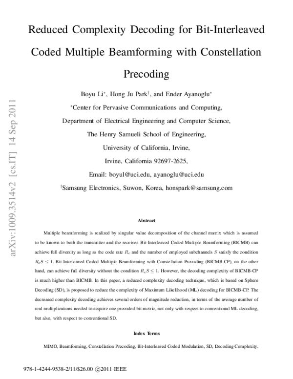 (PDF) Reduced complexity decoding for Bit-Interleaved Coded Multiple ...