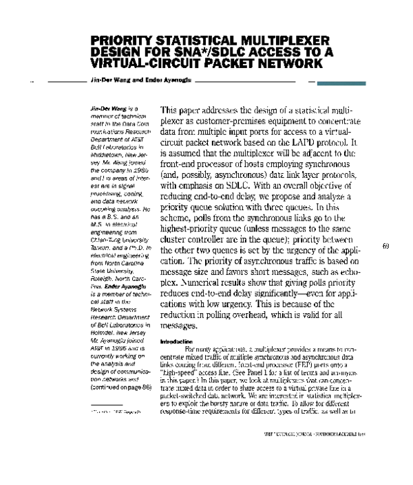 (PDF) Priority Statistical Multiplexer Design for SNA*/SDLC Access to a ...