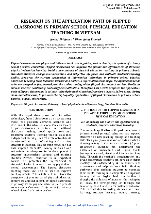 (PDF) RESEARCH ON THE APPLICATION PATH OF FLIPPED CLASSROOMS IN PRIMARY ...
