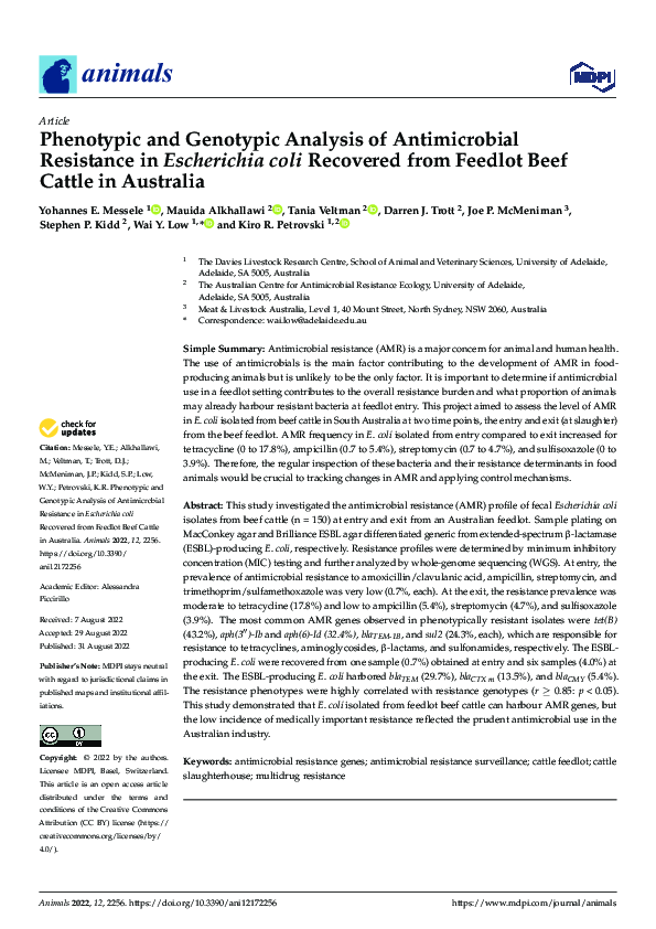 (PDF) Phenotypic and Genotypic Analysis of Antimicrobial Resistance in ...