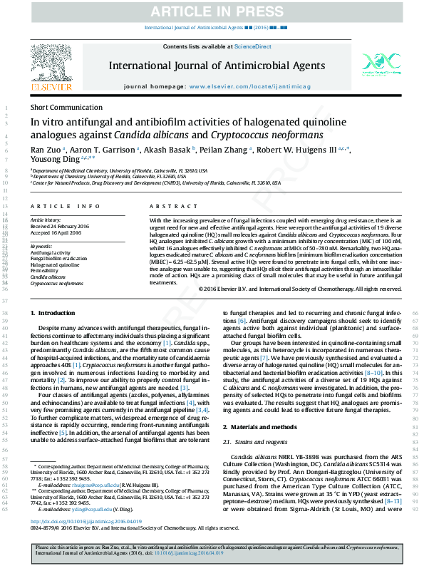 (PDF) In vitro antifungal and antibiofilm activities of novel sulfonyl ...