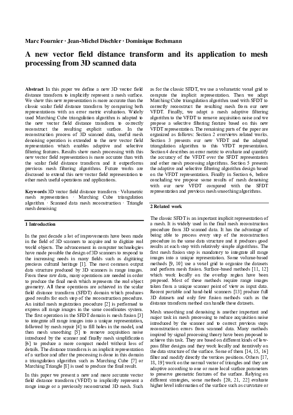 (PDF) A new vector field distance transform and its application to mesh ...
