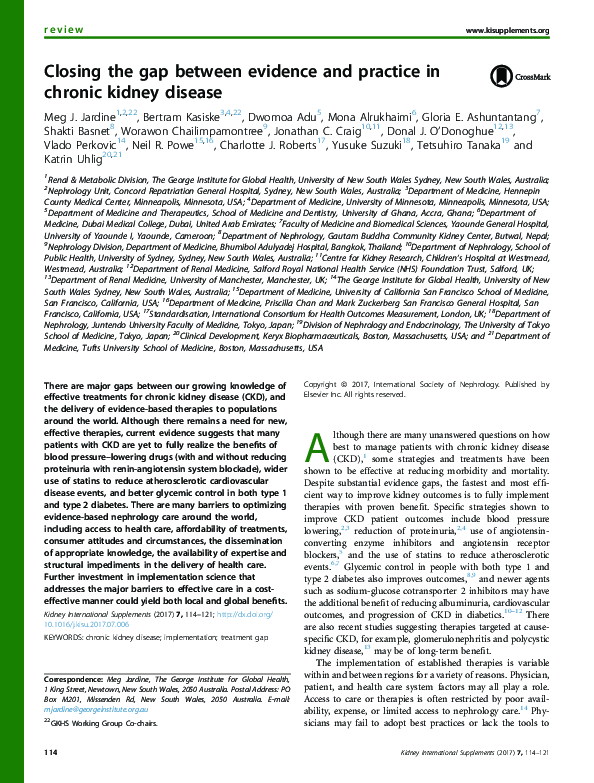 (PDF) Closing the gap between evidence and practice in chronic kidney ...