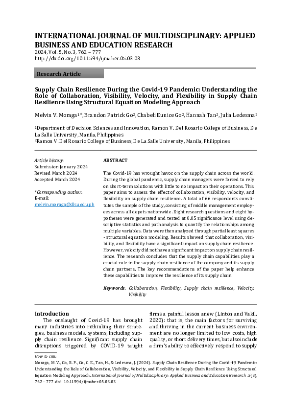 (PDF) Supply Chain Resilience During the Covid-19 Pandemic ...