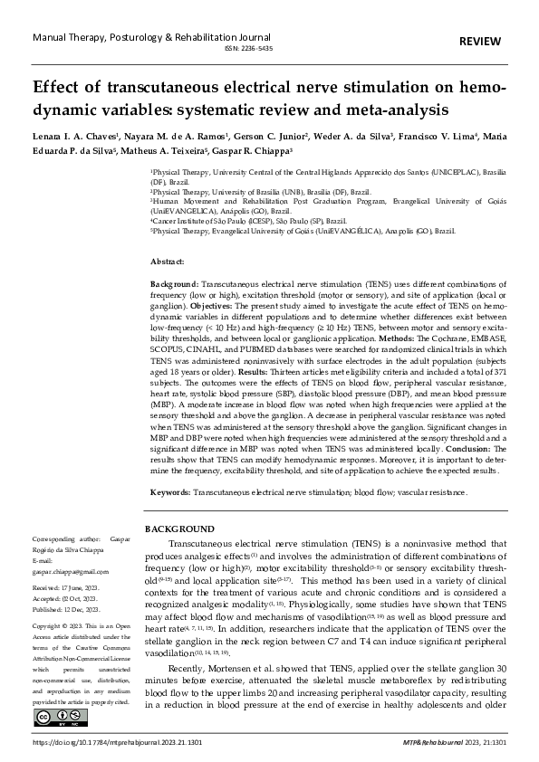 (PDF) Effect of transcutaneous electrical nerve stimulation on ...