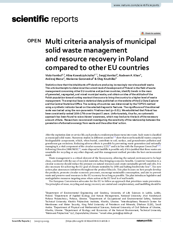 (PDF) Multi criteria analysis of municipal solid waste management and ...
