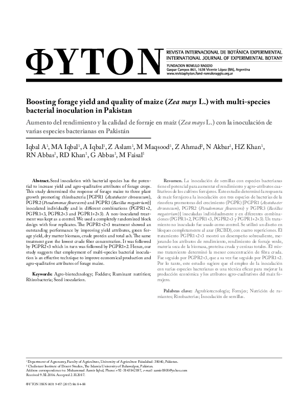 (PDF) Boosting forage yield and quality of maize (Zea mays L.) with ...