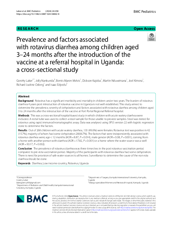 (PDF) Prevalence and factors associated with rotavirus diarrhea among ...