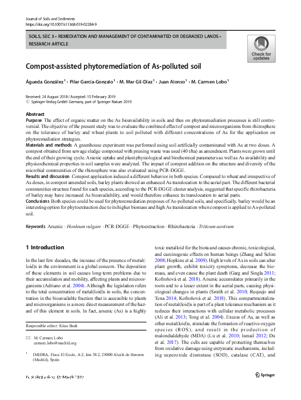 (PDF) Compost-assisted phytoremediation of As-polluted soil