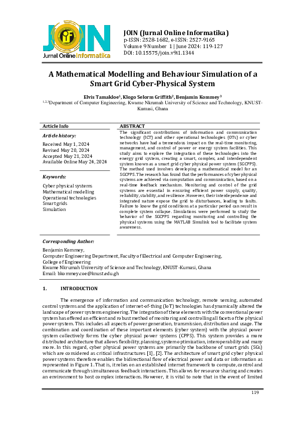 (PDF) A Mathematical Modelling and Behaviour Simulation of a Smart Grid ...