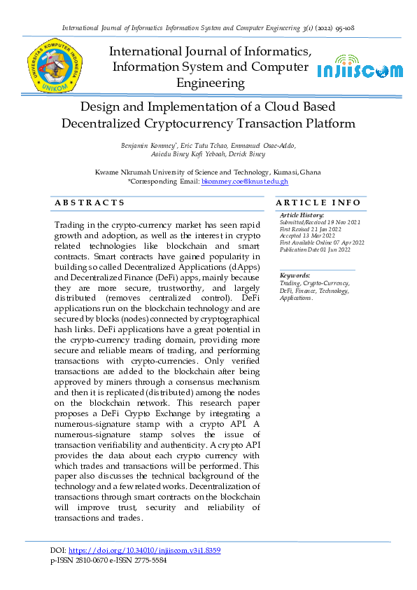 (PDF) Design and Implementation of a Cloud Based Decentralized ...