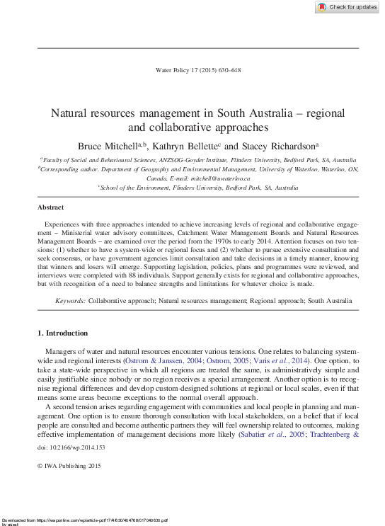 (PDF) Natural resources management in South Australia – regional and ...