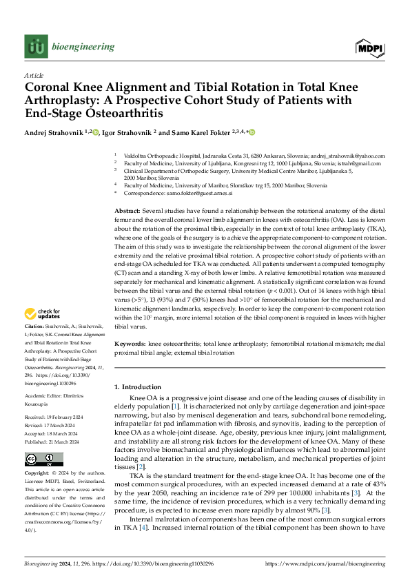 (PDF) Coronal Knee Alignment and Tibial Rotation in Total Knee ...