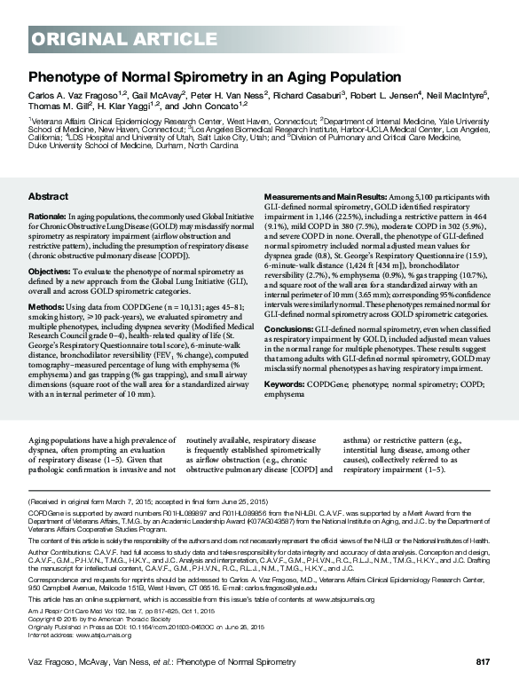 (PDF) Phenotype of Normal Spirometry in an Aging Population