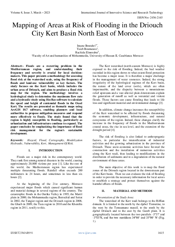 (PDF) Mapping of Areas at Risk of Flooding in the Driouch City Kert ...