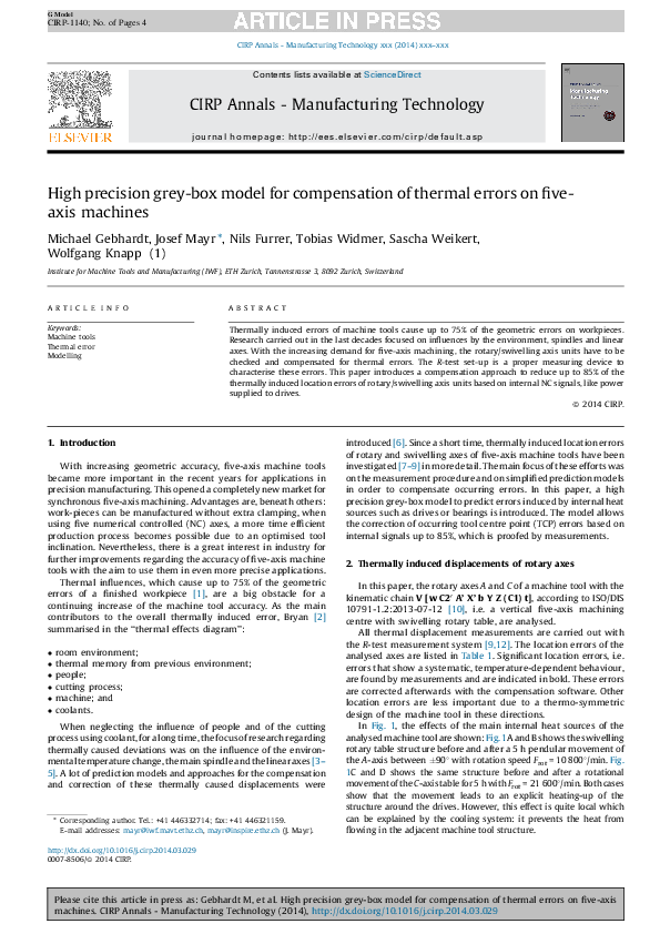 (PDF) High precision grey-box model for compensation of thermal errors ...