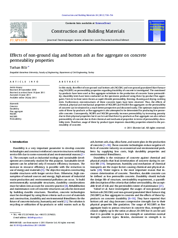 (PDF) Effects of non-ground slag and bottom ash as fine aggregate on ...