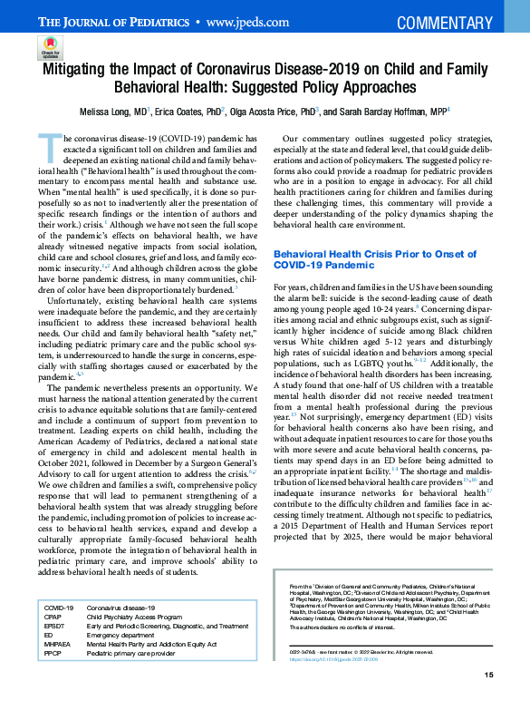 (PDF) Mitigating the Impact of Coronavirus Disease-2019 on Child and ...