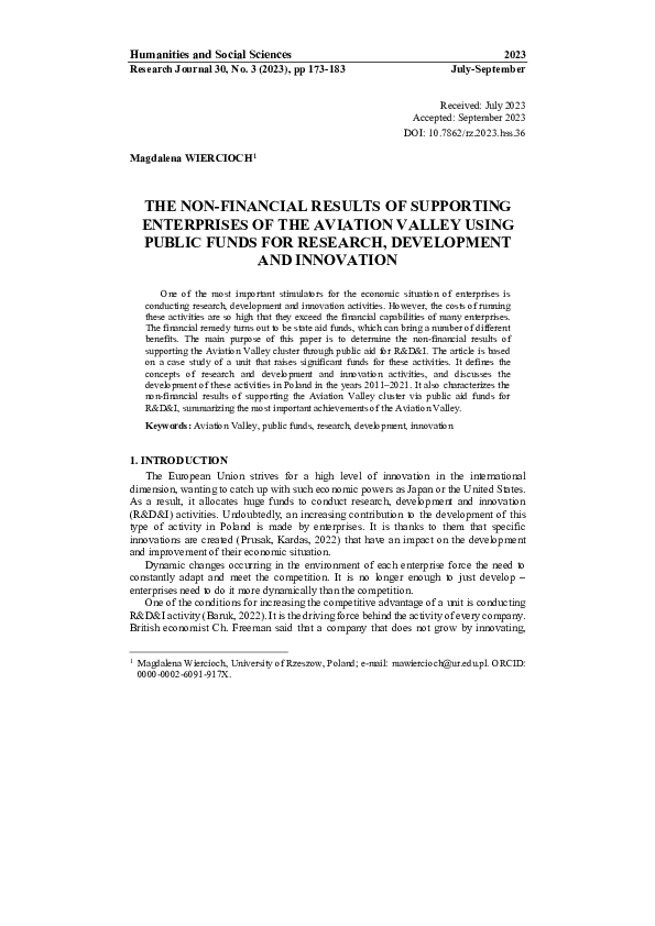 (PDF) The Non-Financial Results of Supporting Enterprises of the ...