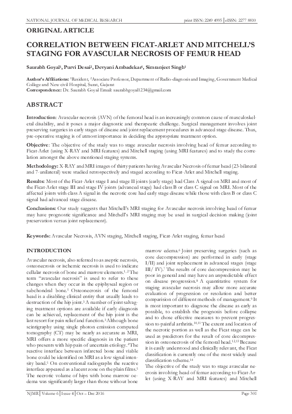 (PDF) CORRELATION BETWEEN FICAT-ARLET AND MITCHELL’S STAGING FOR ...