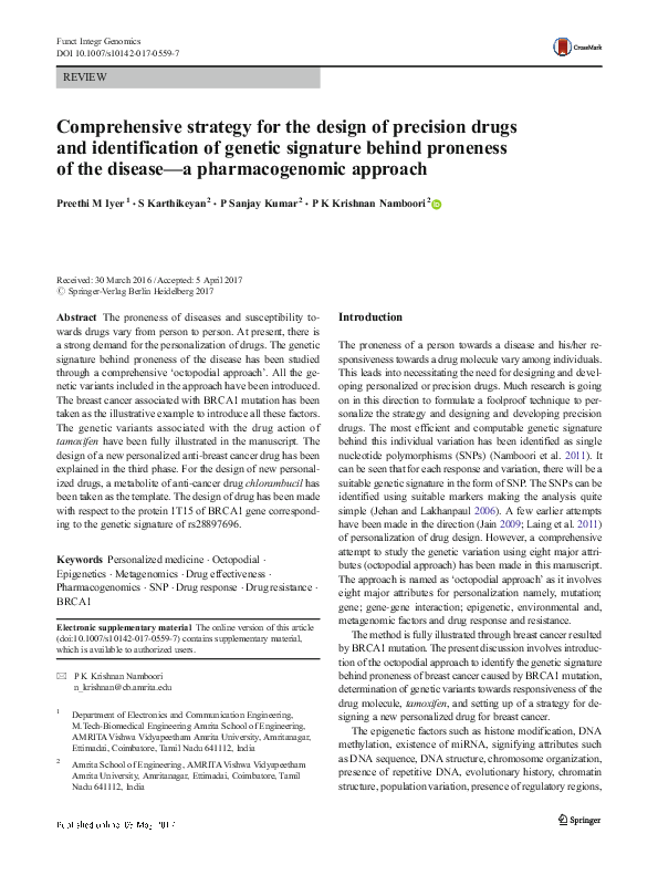 (PDF) Comprehensive strategy for the design of precision drugs and ...