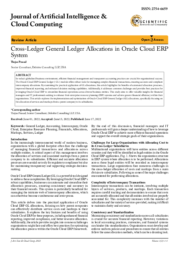 (PDF) Cross-Ledger General Ledger Allocations in Oracle Cloud ERP System