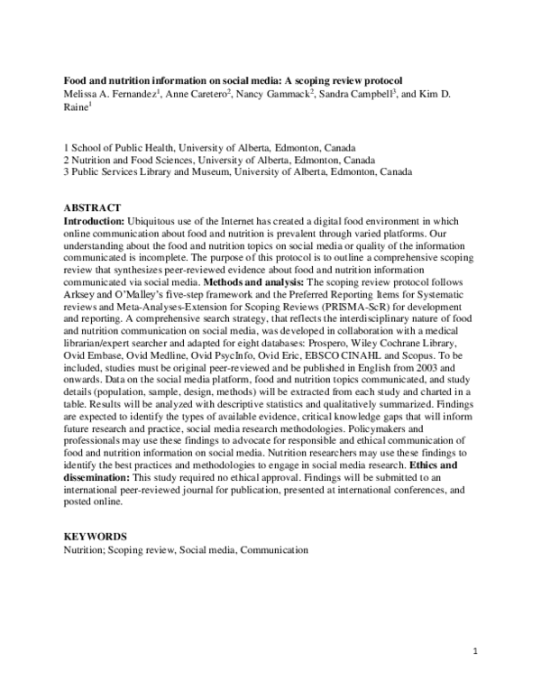 (PDF) Food and nutrition information on social media: A scoping review ...