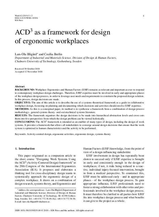 (PDF) ACD3 as a framework for design of ergonomic workplaces