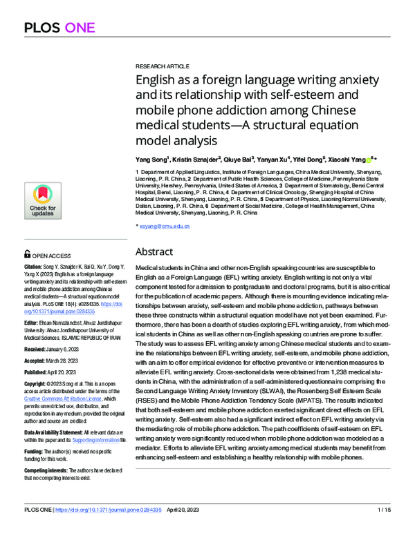(PDF) English as a foreign language writing anxiety and its ...