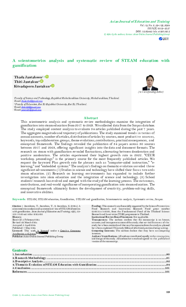 (PDF) A scientometrics analysis and systematic review of STEAM ...