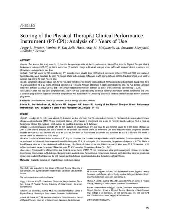 (PDF) Scoring of the Physical Therapist Clinical Performance Instrument ...