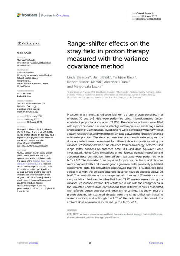 (PDF) Range-shifter effects on the stray field in proton therapy ...