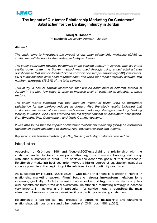 (PDF) The Impact of Customer Relationship Marketing On Customers ...