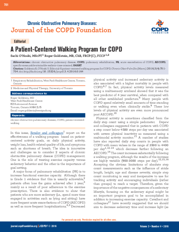 (PDF) Editorial: A Patient-Centered Walking Program for COPD