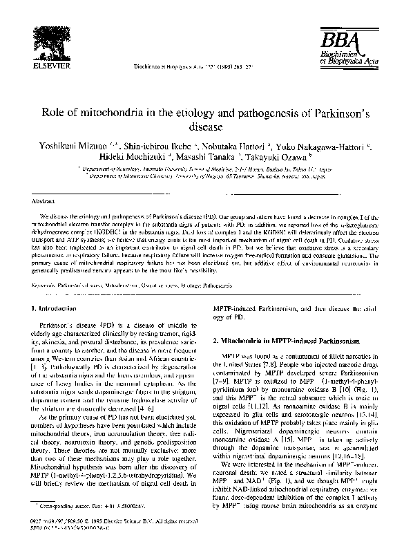 (PDF) Role of mitochondria in the etiology and pathogenesis of ...
