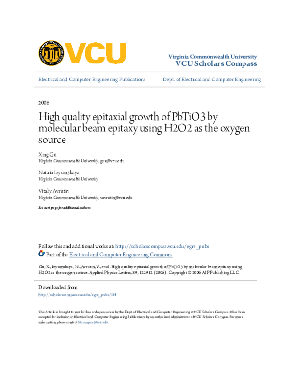 (PDF) High quality epitaxial growth of PbTiO3 by molecular beam epitaxy ...