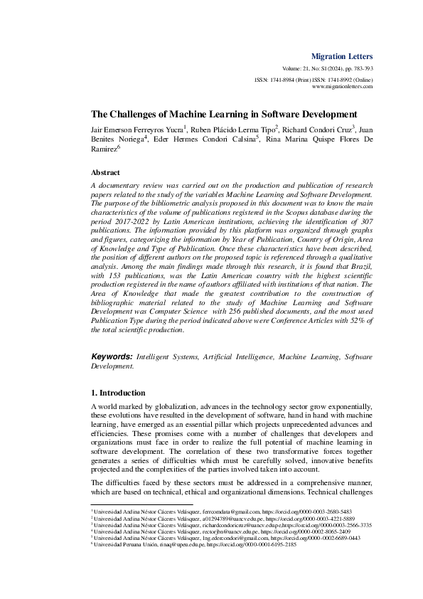 (PDF) The Challenges of Machine Learning in Software Development