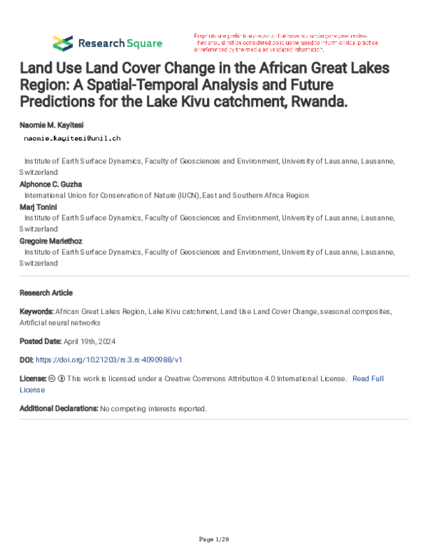 (PDF) Land Use Land Cover Change in the African Great Lakes Region: A ...