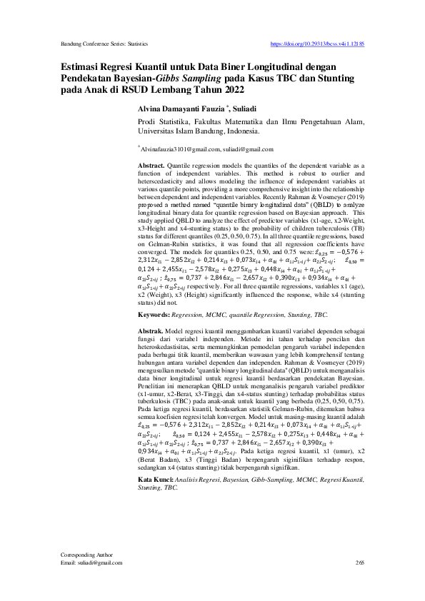 (PDF) Estimasi Regresi Kuantil untuk Data Biner Longitudinal dengan ...