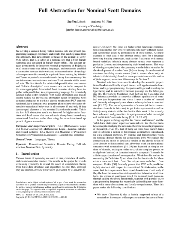 (PDF) Full abstraction for nominal Scott domains