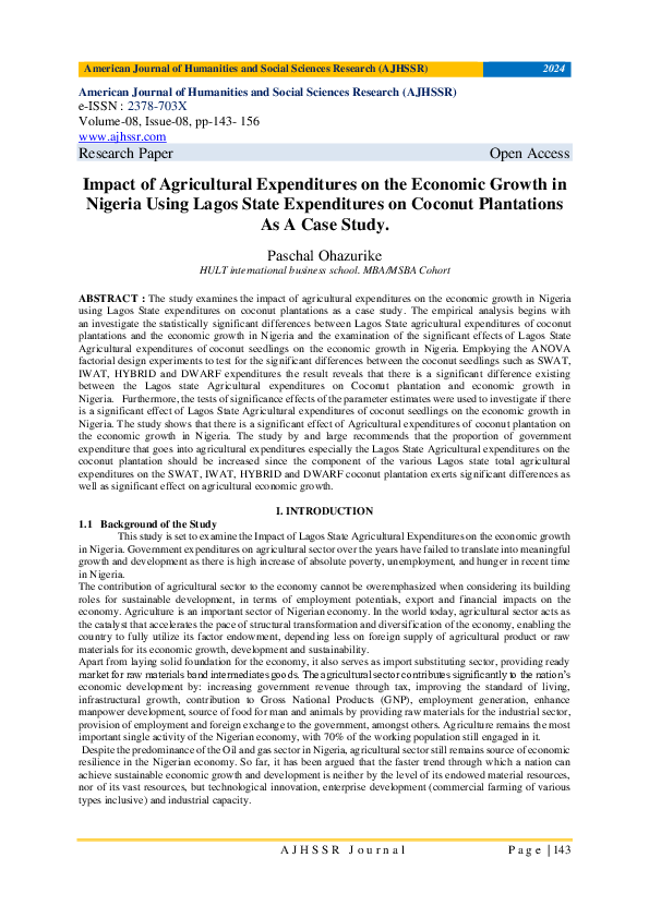 (PDF) Impact of Agricultural Expenditures on the Economic Growth in ...